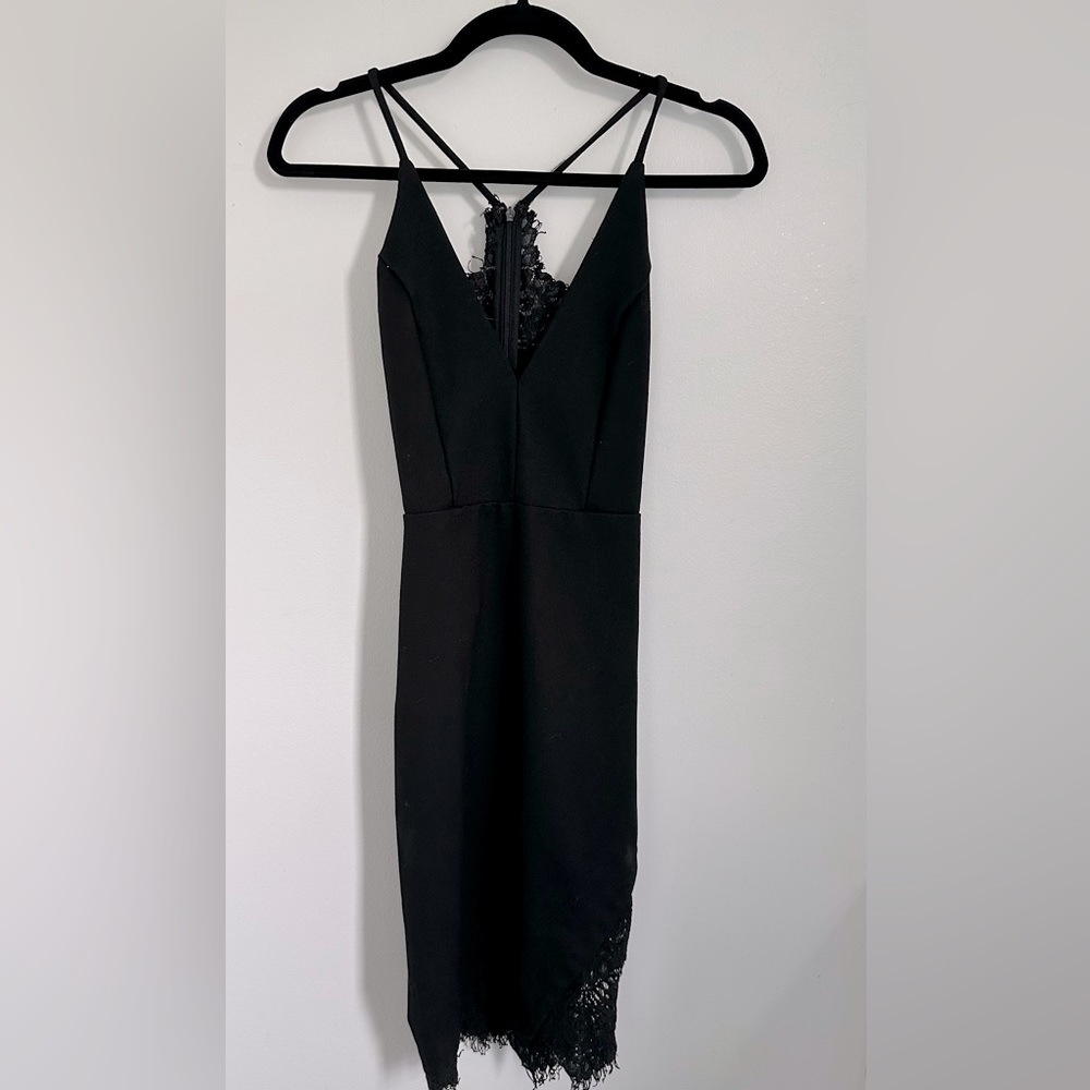 ASTR The Label Black Dress with Lace Detail